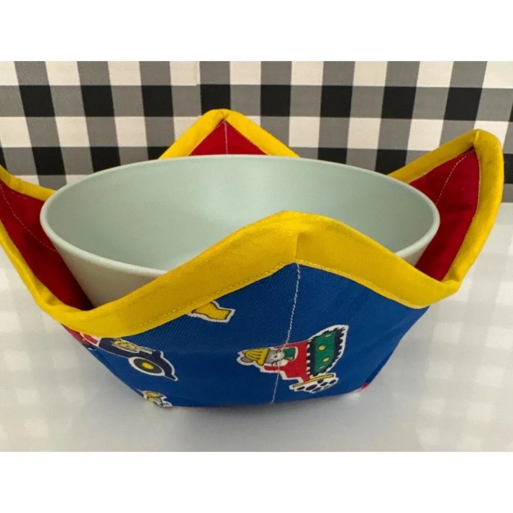 Handmade MICE AT WORK Microwave‎ Safe Bowl Cozy Reversible Quilted Cozie Medium